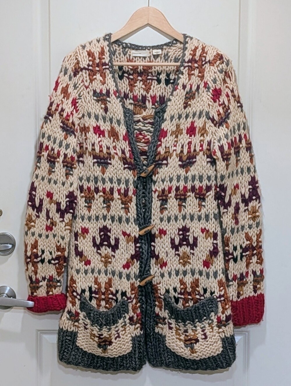 EUC Anthropologie Sleeping On Snow L Super Chunky Wool Blend Knit Cardigan